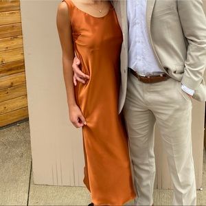 ASOS burnt orange silk midi dress. Size 10. NWT